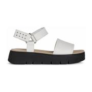 Witte platte sandalen voor vrouwen Geox , White , Dames