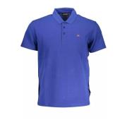 Blauw Katoenen Polo Shirt Logo Borduurwerk Napapijri , Blue , Heren