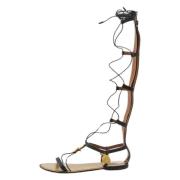 Pre-owned Leather sandals Valentino Vintage , Black , Dames