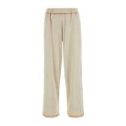 Zand Melange Katoen Blend Joggers Baserange , Beige , Dames