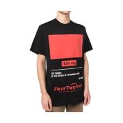 Zwart Print Tee met Rode en Witte Logo's 424 , Black , Heren