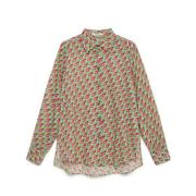 Gedrukte Katoenen Muslin Shirt Maliparmi , Green , Dames