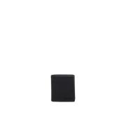 Zwarte Leren Portemonnee met Muntsleuven Calvin Klein , Black , Heren
