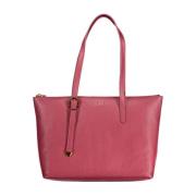 Roze Leren Schoudertas met Logo Coccinelle , Red , Dames