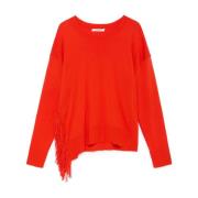 Lente Fringe Sweater Maliparmi , Red , Dames