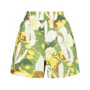 Gedrukte Katoenen Mousseline Elastische Taille Shorts Maliparmi , Gree...