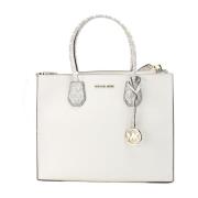 Crème Leren Satchel Crossbody Tas Gouden Bedel Michael Kors , White , ...