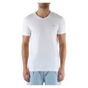 Katoenen V-hals T-shirt met voorlogo-patch Calvin Klein Jeans , White ...