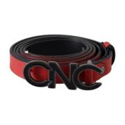 Rode Leren Logo Riem Costume National , Red , Unisex