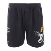 Zwarte Icarus Bedrukte Shorts Represent , Black , Heren