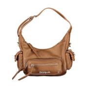 Bruine handtas met meerdere zakken Desigual , Brown , Dames