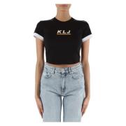 Biologisch Katoen Slim Fit Cropped T-shirt Karl Lagerfeld , Black , Da...