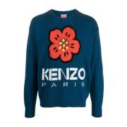 Eend Blauwe Gebreide Trui Kenzo , Blue , Heren