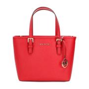 Rode leren Carryall Tote met Top Zip Michael Kors , Red , Dames