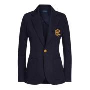 Navy Double Knit Jacuard Blazer Polo Ralph Lauren , Blue , Dames