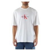 Oversized Katoen Logo Print T-shirt Calvin Klein Jeans , White , Heren