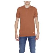 Bruine Polo Shirt Knoopsluiting Mannen Gianni Lupo , Brown , Heren