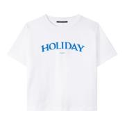 Vakantie Logo Print Wit T-Shirt Luisa Cerano , White , Dames