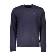 Blauwe Geborduurde Crew Neck Sweater Napapijri , Blue , Heren