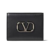 Zwarte Leren Bi-Fold Portemonnee VLogo Valentino Garavani , Black , He...