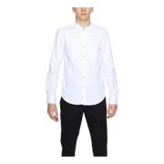 Witte Mandarin Kraag Katoenen Overhemd Gianni Lupo , White , Heren