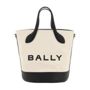 Monogram Leren Bucket Tas Bally , Beige , Dames