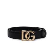 Zwarte leren Riem met DG monogramgesp Dolce & Gabbana , Black , Dames