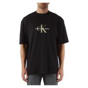 Oversized Katoen Logo Print T-shirt Calvin Klein Jeans , Black , Heren