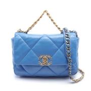 Pre-owned Leather chanel-bags Chanel Vintage , Blue , Dames