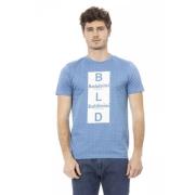 Lichtblauw Trend T-shirt met Frontprint Baldinini , Blue , Heren