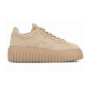 Beige H-Stripes Suède Sneakers Hogan , Beige , Dames