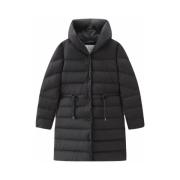 Lange jas met capuchon en trekkoord Woolrich , Black , Heren