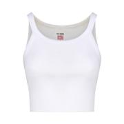 Witte Crop Top zonder Mouwen Re/Done , White , Dames