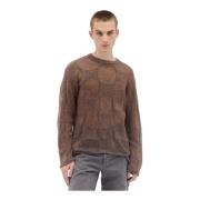 Check Crewneck Gebreide Trui Brain Dead , Brown , Heren