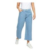 Licht Denim Cropped Jeans met Klassieke Zakken 2-Biz , Blue , Dames