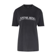 Korte mouw katoenen T-shirt Walker Anine Bing , Black , Dames