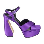 Satin Crepe Elegante Hakken Sergio Rossi , Purple , Dames