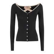 Stijlvolle Gebreide Cardigan Sweater N21 , Black , Dames