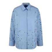 Geborduurde Katoenen Poplin Overhemd Valentino Garavani , Blue , Dames