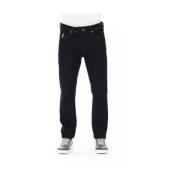 Blauwe Katoenen Jeans met Logoknoop Baldinini , Blue , Heren