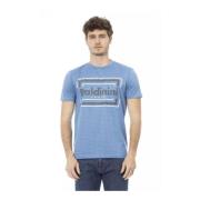 Katoenen T-shirt met Front Print Baldinini , Blue , Heren