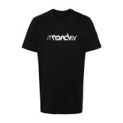 Zwart Logo Detail Crew Neck T-shirt Moncler , Black , Heren