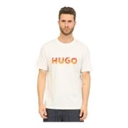 Flame Logo Wit T-shirt Hugo Boss , White , Heren
