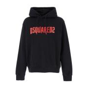 Zwarte Hoodie Geribbelde Zoom Dsquared2 , Black , Heren