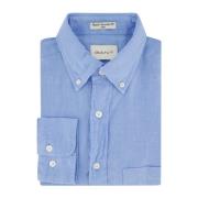 Casual Blauw Shirt met Button-Down Kraag Gant , Blue , Heren