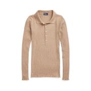 Bruine Polo Shirt met Knopen Ralph Lauren , Brown , Dames