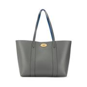 Bayswater Tote Charcoal Leren Tas Mulberry , Gray , Dames