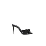 Polka Dot Mule Sandalen met Strik Dolce & Gabbana , Black , Dames