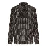 Logo Print Oversized Poplin Shirt Dolce & Gabbana , Black , Heren