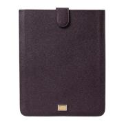 Logo Plaque Leren Tablet Sleeve Hoes Dolce & Gabbana , Brown , Dames